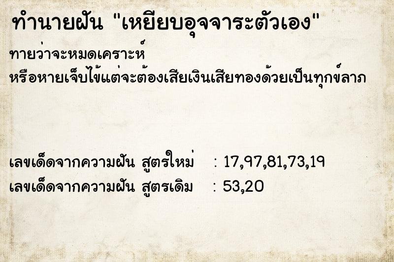 ทำนายฝันทำนายฝันเหยียบอุจจาระตัวเอง