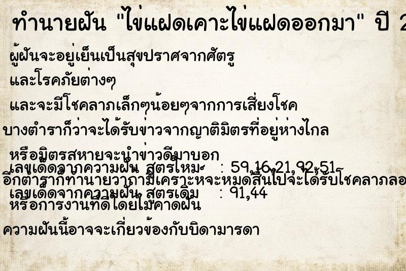 ทำนายฝันทำนายฝันไข่แฝดเคาะไข่แฝดออกมา