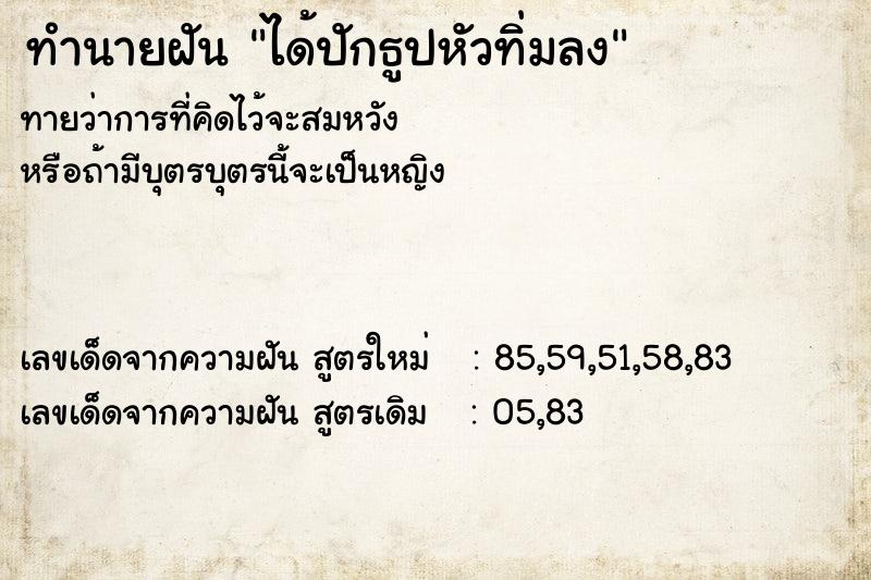 ทำนายฝันได้ปักธูปหัวทิ่มลง ทำนายฝันทำนายฝันได้ปักธูปหัวทิ่มลง