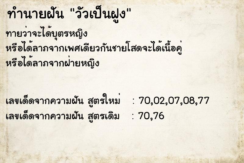 ทำนายฝันทำนายฝันวัวเป็นฝูง