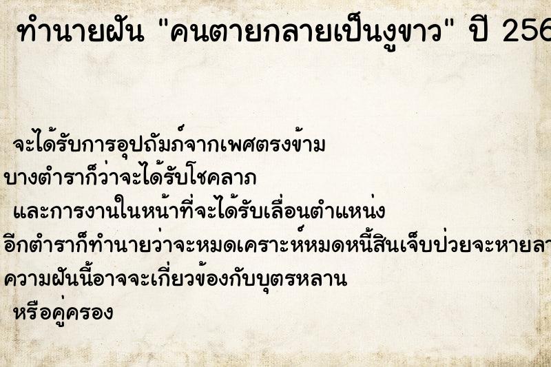 ทำนายฝันคนตายกลายเป็นงูขาว ทำนายฝันทำนายฝันคนตายกลายเป็นงูขาว