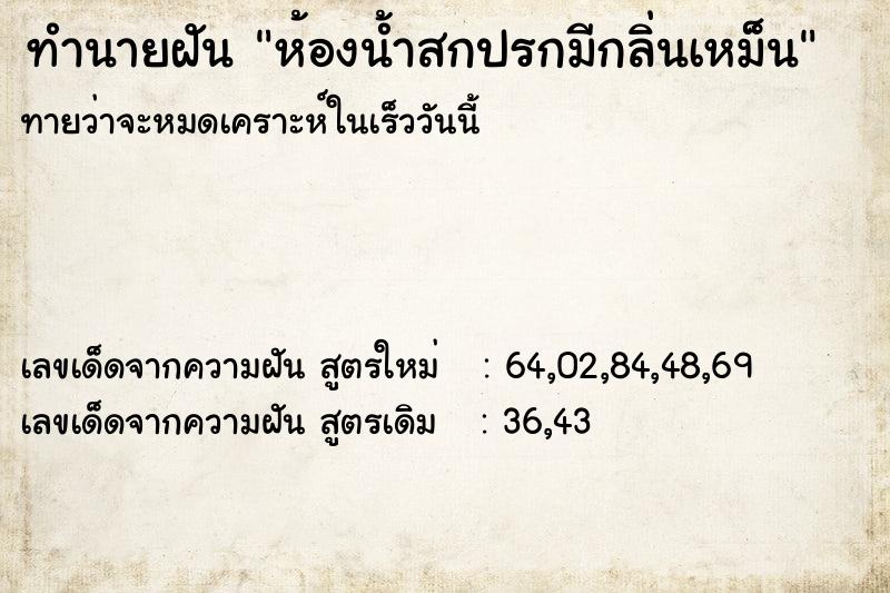 ทำนายฝันห้องน้ำสกปรกมีกลิ่นเหม็น ทำนายฝันทำนายฝันห้องน้ำสกปรกมีกลิ่นเหม็น