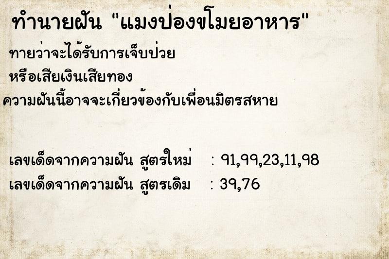 ทำนายฝันแมงป่องขโมยอาหาร ทำนายฝันทำนายฝันแมงป่องขโมยอาหาร