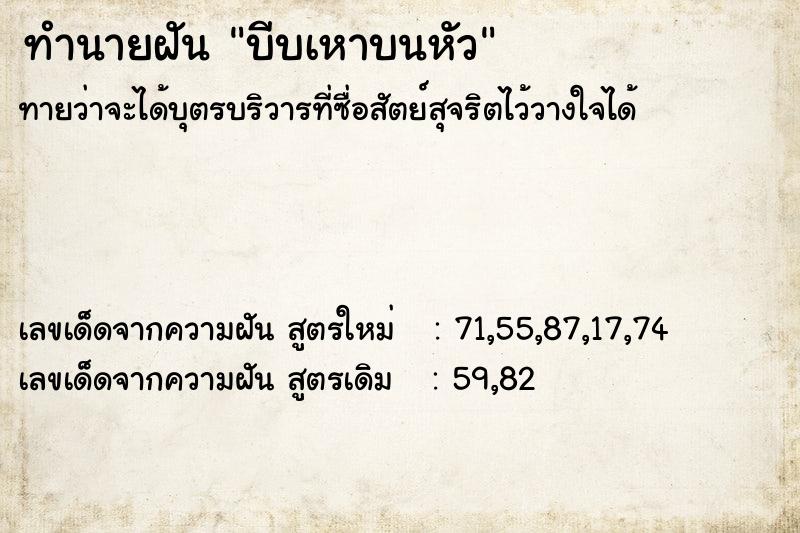 ทำนายฝัน บีบเหาบนหัว ทำนายฝัน บีบเหาบนหัว