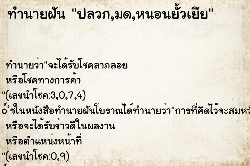 ทำนายฝันปลวก,มด,หนอนยั้วเยีย ทำนายฝันทำนายฝันปลวก,มด,หนอนยั้วเยีย