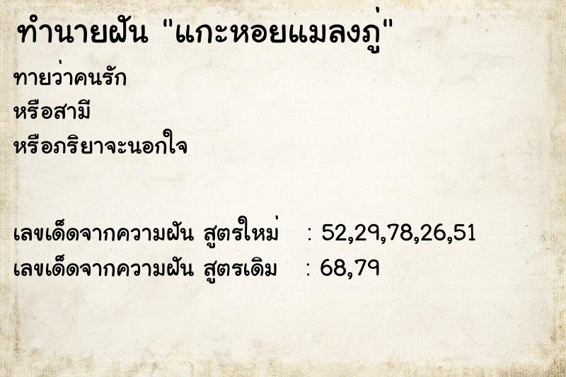 ทำนายฝันทำนายฝันแกะหอยแมลงภู่
