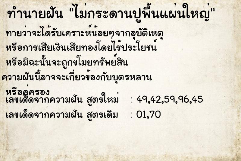 ทำนายฝันทำนายฝันไม่กระดานปูพื้นแผ่นใหญ่