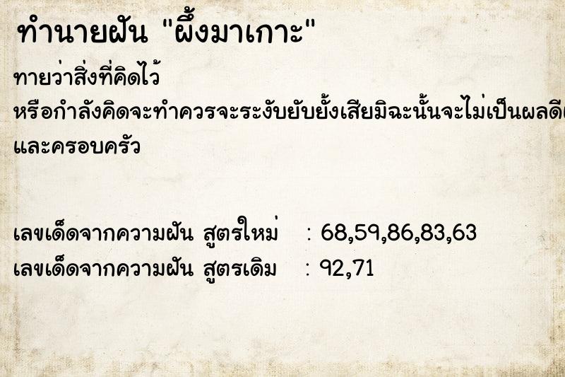 ทำนายฝันทำนายฝันผึ้งมาเกาะ