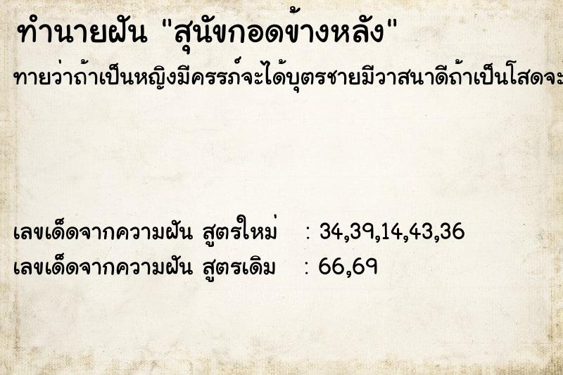 ทำนายฝันทำนายฝันสุนัขกอดข้างหลัง
