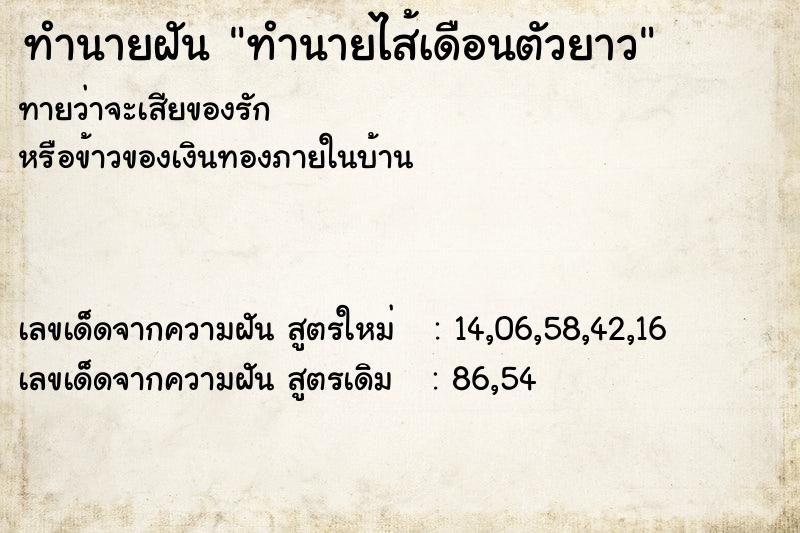ทำนายฝันทำนายไส้เดือนตัวยาว ทำนายฝันทำนายฝันทำนายไส้เดือนตัวยาว