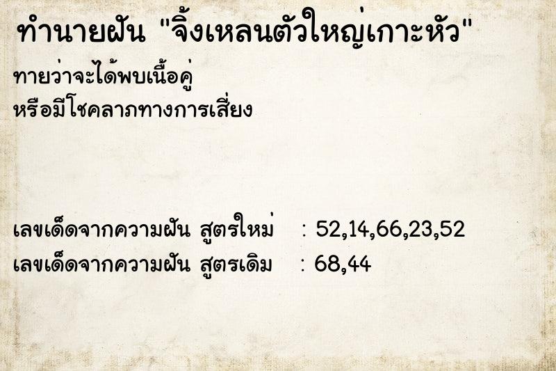 ทำนายฝันจิ้งเหลนตัวใหญ่เกาะหัว ทำนายฝันทำนายฝันจิ้งเหลนตัวใหญ่เกาะหัว