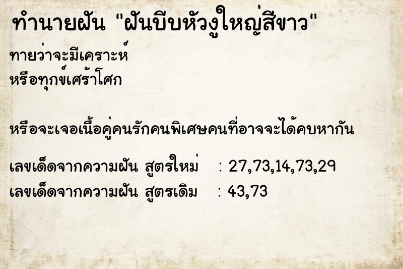 ทำนายฝันทำนายฝันฝันบีบหัวงูใหญ่สีขาว