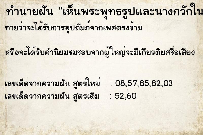 ทำนายฝัน เห็นพระพุทธรูปและนางกวักในถ้ำ ทำนายฝัน เห็นพระพุทธรูปและนางกวักในถ้ำ
