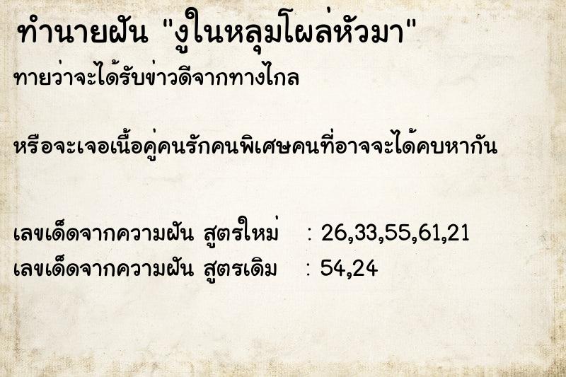 ทำนายฝันงูในหลุมโผล่หัวมา ทำนายฝันทำนายฝันงูในหลุมโผล่หัวมา