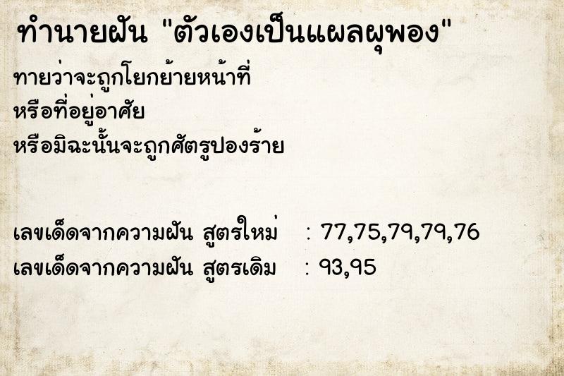 ทำนายฝันตัวเองเป็นแผลผุพอง ทำนายฝันทำนายฝันตัวเองเป็นแผลผุพอง