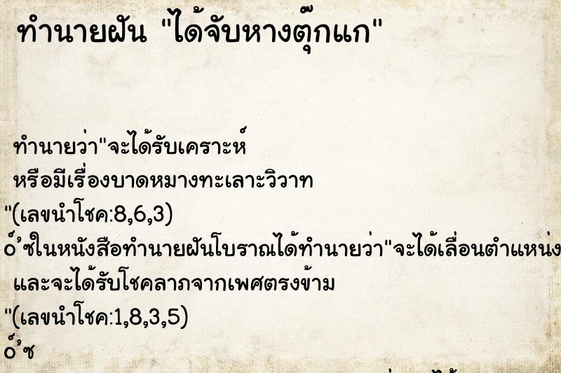 ทำนายฝันทำนายฝันได้จับหางตุ๊กแก