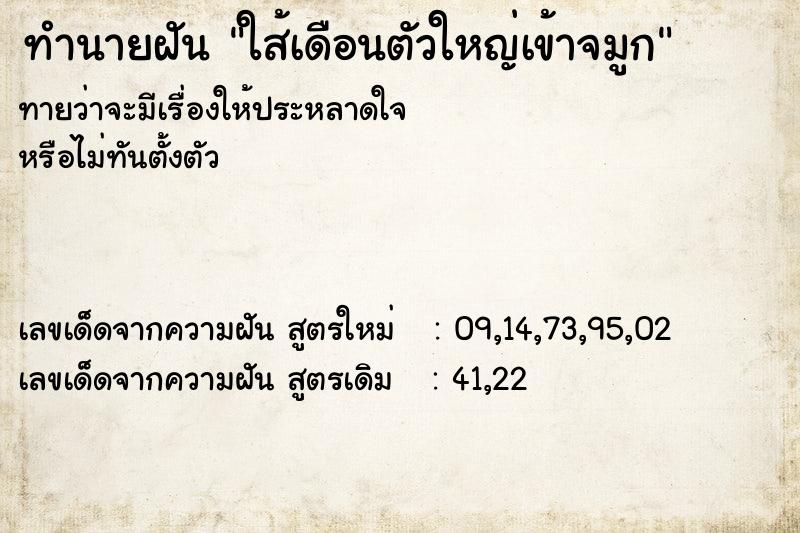 ทำนายฝันใส้เดือนตัวใหญ่เข้าจมูก ทำนายฝันทำนายฝันใส้เดือนตัวใหญ่เข้าจมูก