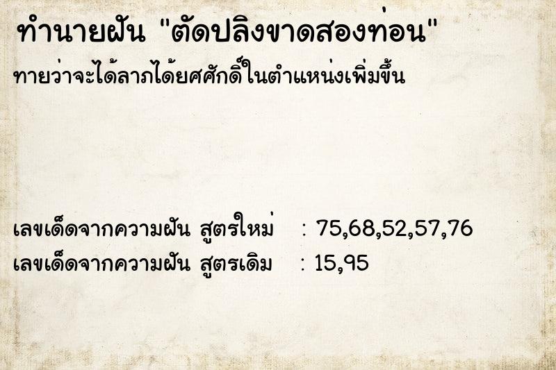 ทำนายฝัน ตัดปลิงขาดสองท่อน ทำนายฝัน ตัดปลิงขาดสองท่อน