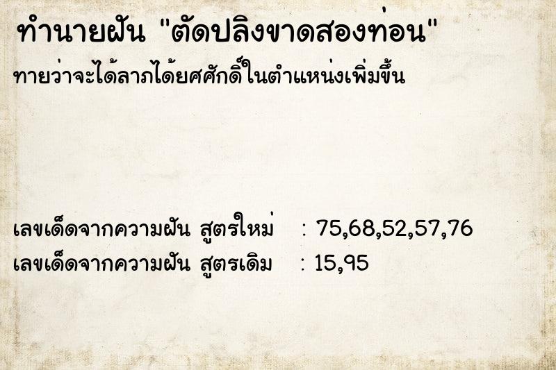 ทำนายฝัน ตัดปลิงขาดสองท่อน ตำราโบราณ แม่นที่สุดในโลก