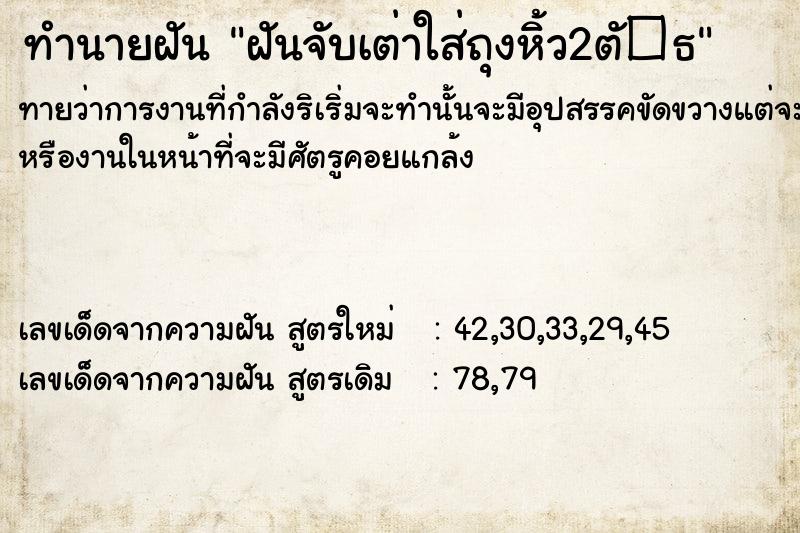 ทำนายฝันทำนายฝันฝันจับเต่าใส่ถุงหิ้ว2ตั�¸