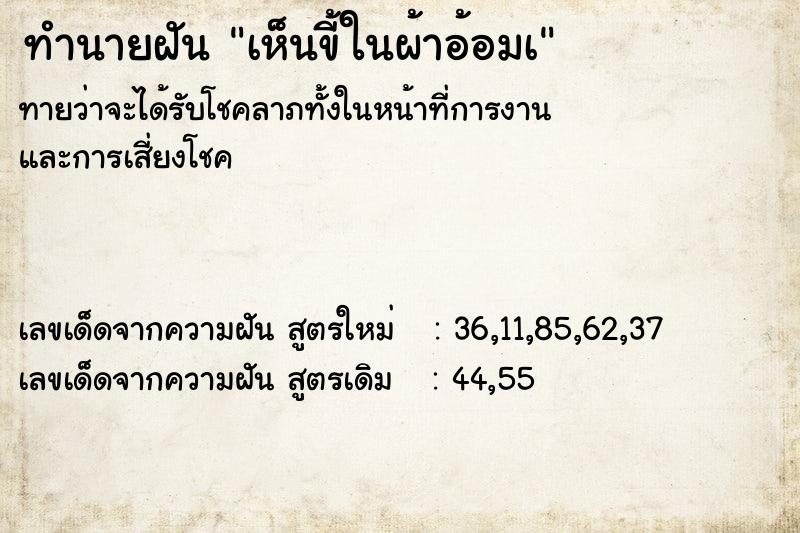 ทำนายฝันทำนายฝันเห็นขี้ในผ้าอ้อมเ