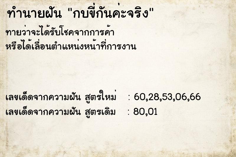 ทำนายฝันกบขี่กันค่ะจริง ทำนายฝันทำนายฝันกบขี่กันค่ะจริง