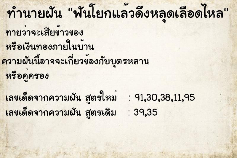 ทำนายฝันฟันโยกแล้วดึงหลุดเลือดไหล ทำนายฝันทำนายฝันฟันโยกแล้วดึงหลุดเลือดไหล