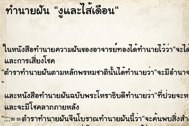 ทำนายฝันงูและไส้เดือน ทำนายฝันทำนายฝันงูและไส้เดือน