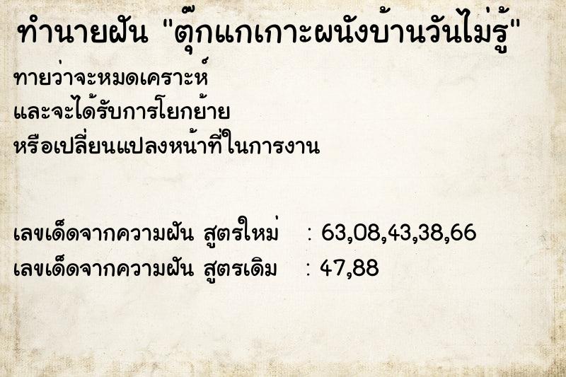 ทำนายฝันตุ๊กแกเกาะผนังบ้านวันไม่รู้ ทำนายฝันทำนายฝันตุ๊กแกเกาะผนังบ้านวันไม่รู้