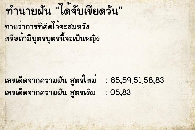 ทำนายฝันทำนายฝันได้จับเขียดวัน