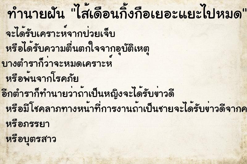 ทำนายฝันทำนายฝันไส้เดือนกิ้งกือเยอะแยะไปหมด