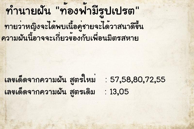 ทำนายฝัน ท้องฟ้ามีรูปเปรต ทำนายฝัน ท้องฟ้ามีรูปเปรต