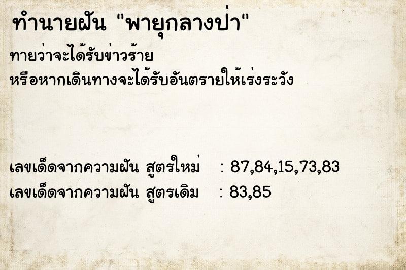 ทำนายฝันพายุกลางป่า ทำนายฝันทำนายฝันพายุกลางป่า