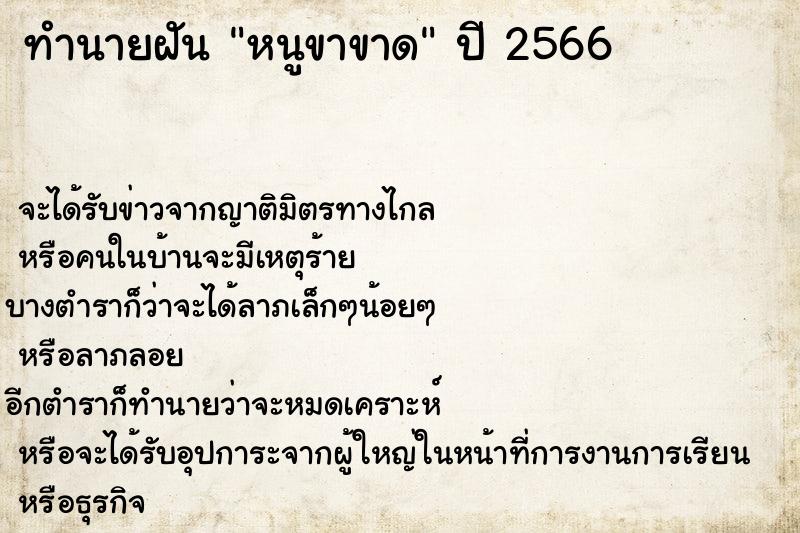 ทำนายฝัน หนูขาขาด ทำนายฝัน หนูขาขาด