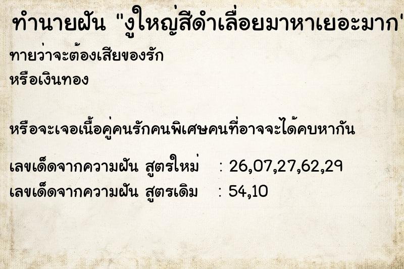 ทำนายฝันทำนายฝันงูใหญ่สีดำเลื่อยมาหาเยอะมาก