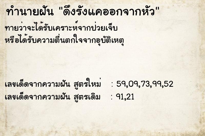 ทำนายฝัน ดึงรังแคออกจากหัว ทำนายฝัน ดึงรังแคออกจากหัว