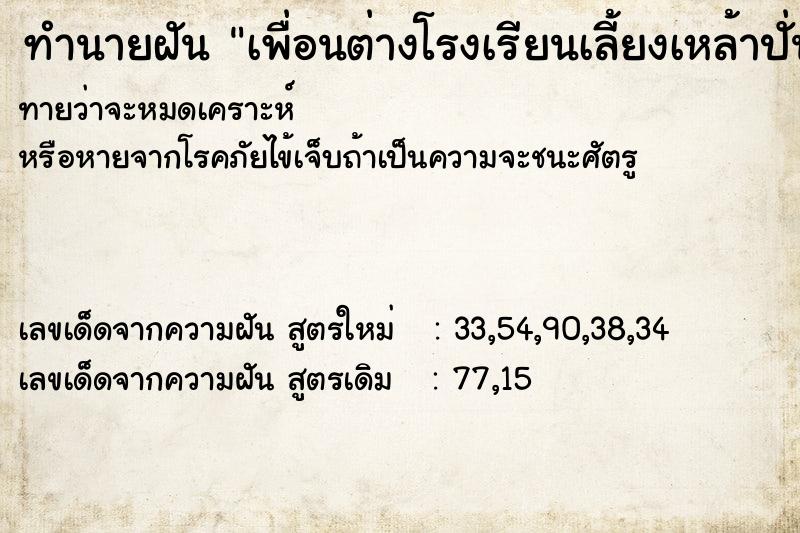 ทำนายฝันทำนายฝันเพื่อนต่างโรงเรียนเลี้ยงเหล้าปั่น