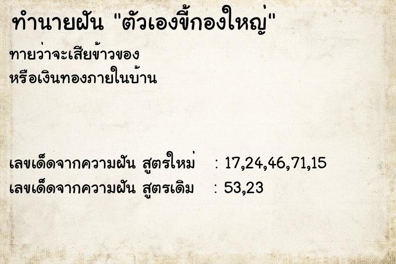 ทำนายฝัน ตัวเองขี้กองใหญ่ ทำนายฝัน ตัวเองขี้กองใหญ่