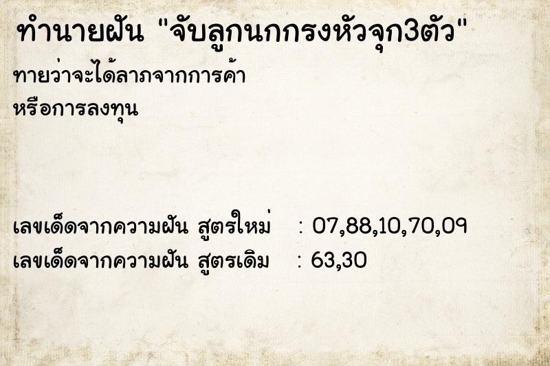 ทำนายฝันทำนายฝันจับลูกนกกรงหัวจุก3ตัว