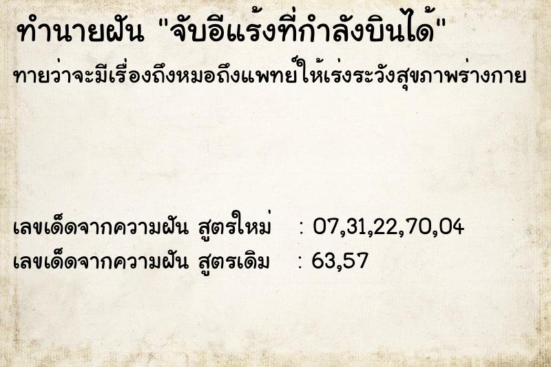ทำนายฝันจับอีแร้งที่กำลังบินได้ ทำนายฝันทำนายฝันจับอีแร้งที่กำลังบินได้