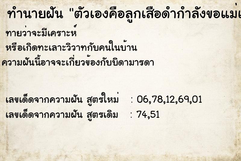 ทำนายฝันตัวเองคือลูกเสือดำกำลังขอแม่เสือดำกินน้ำ ทำนายฝันทำนายฝันตัวเองคือลูกเสือดำกำลังขอแม่เสือดำกินน้ำ