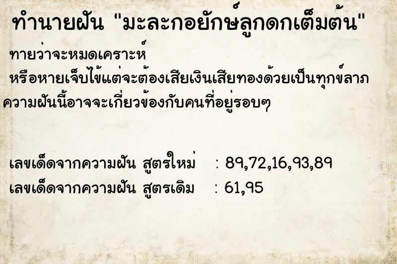 ทำนายฝันมะละกอยักษ์ลูกดกเต็มต้น ทำนายฝันทำนายฝันมะละกอยักษ์ลูกดกเต็มต้น