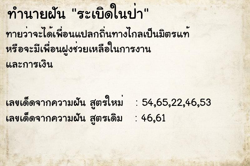 ทำนายฝันทำนายฝันระเบิดในป่า