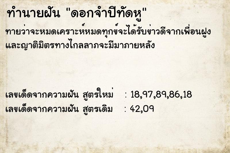 ทำนายฝัน ดอกจำปีทัดหู ทำนายฝัน ดอกจำปีทัดหู