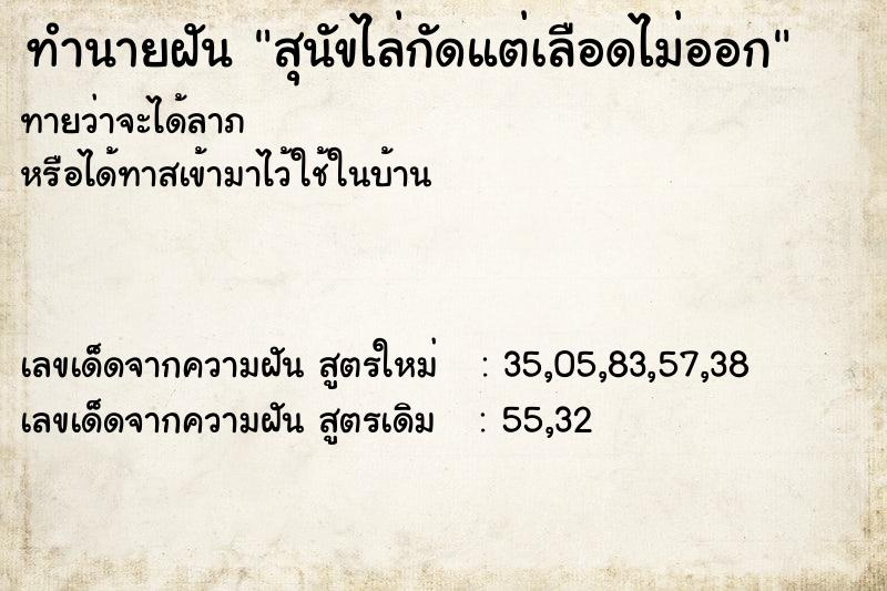 ทำนายฝันทำนายฝันสุนัขไล่กัดแต่เลือดไม่ออก