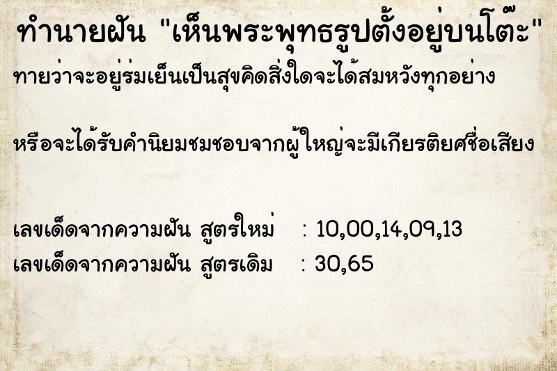 ทำนายฝันทำนายฝันเห็นพระพุทธรูปตั้งอยู่บนโต๊ะ