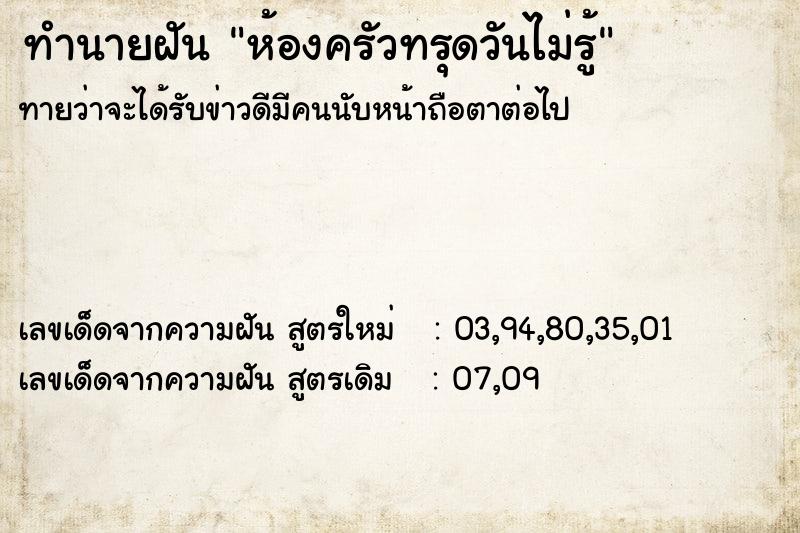 ทำนายฝันห้องครัวทรุดวันไม่รู้ ทำนายฝันทำนายฝันห้องครัวทรุดวันไม่รู้