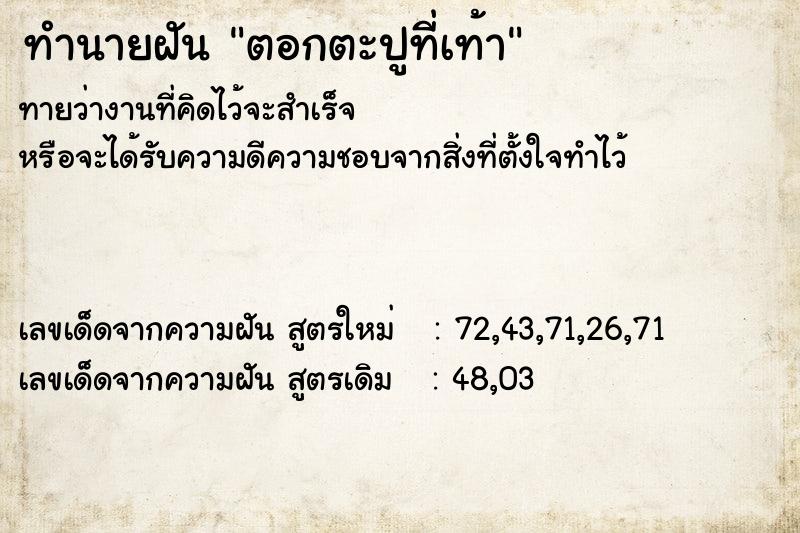 ทำนายฝันทำนายฝันตอกตะปูที่เท้า