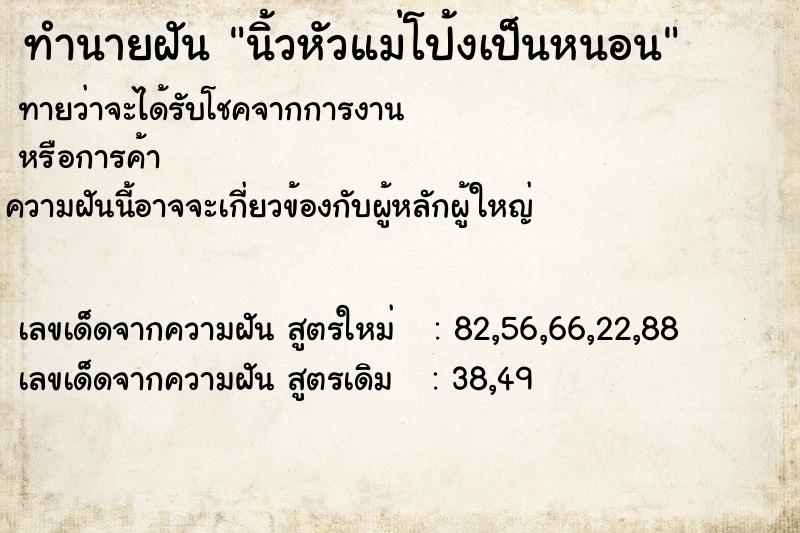 ทำนายฝันนิ้วหัวแม่โป้งเป็นหนอน ทำนายฝันทำนายฝันนิ้วหัวแม่โป้งเป็นหนอน