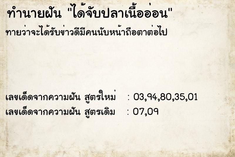 ทำนายฝัน ได้จับปลาเนื้ออ่อน ทำนายฝัน ได้จับปลาเนื้ออ่อน